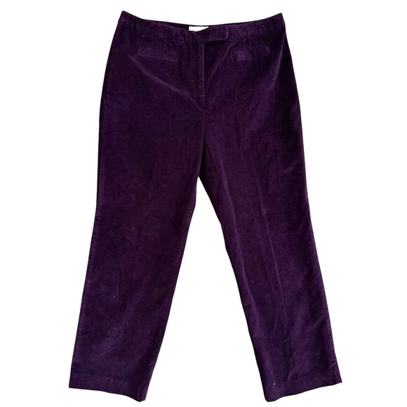 Vtg Talbots Velvet Pants‎ Women 12 Purple Stretch 90s Straight Leg Fairy Grunge - Picture 1 of 6